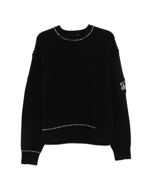 Aries Black Logo-Patch Long-Sleeve Sweater for men