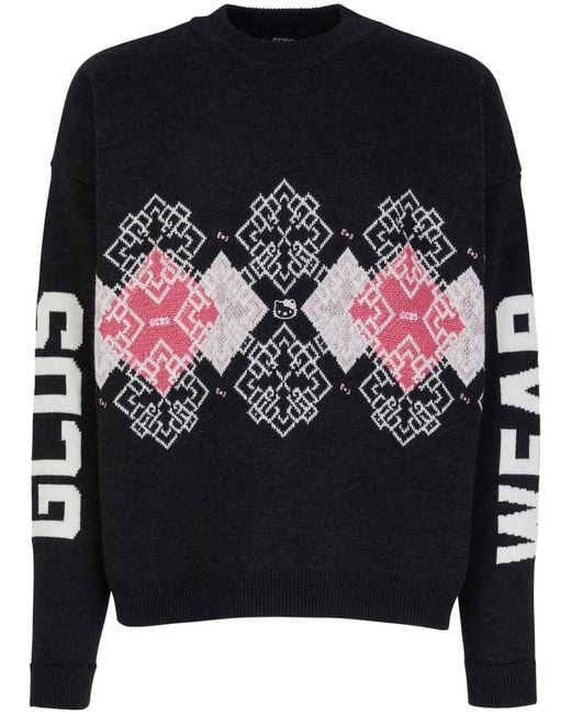 Gcds Black Hello Kitty-Embellished Knitted Jumper