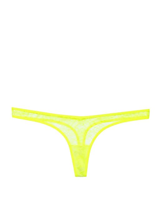 Maison Close Yellow Flashback Néon Floral-Lace Thong