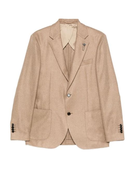 Lardini Natural Buttoned Gran Panama Llana Jacket for men