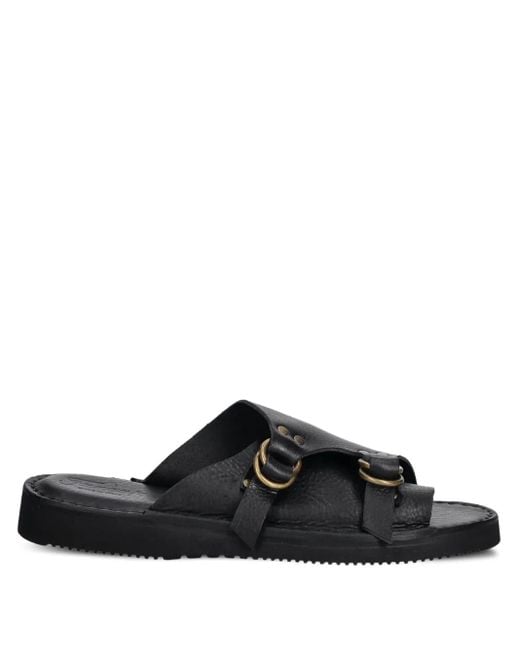 Fracap Black Buckle-Detail Leather Sandals