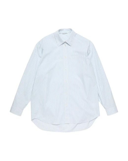 Acne White Striped-Pattern Pocket Shirt for men