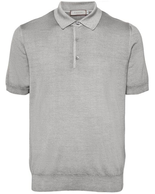 Canali Gray Buttoned Polo Shirt for men