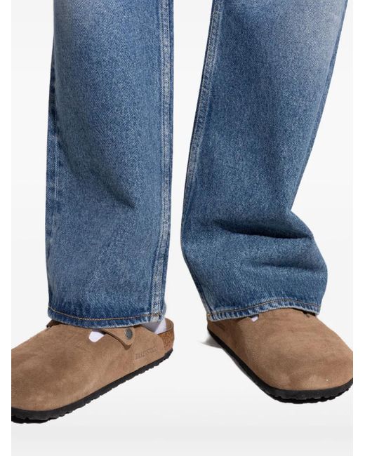 Birkenstock Brown Boston Buckle Suede Mules for men