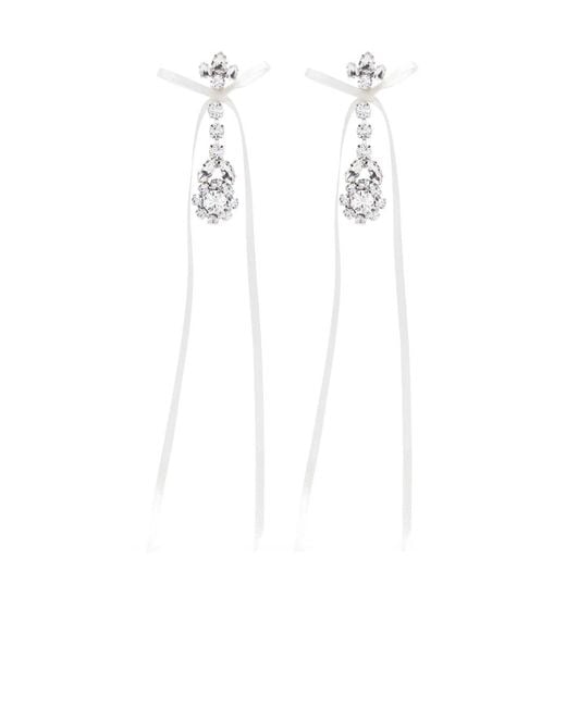 Simone Rocha White Bow Ribbon Drop Earrings