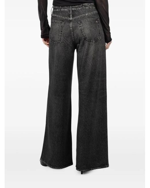 Rag & Bone Gray Rb Miramar Ponte Sofie Wide-Leg Jeans