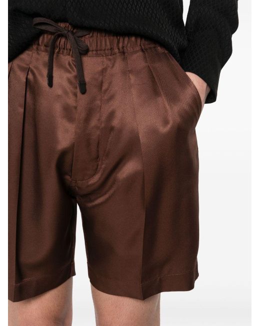 Tom Ford Seidentwill-Shorts mit Falten in Brown für Herren