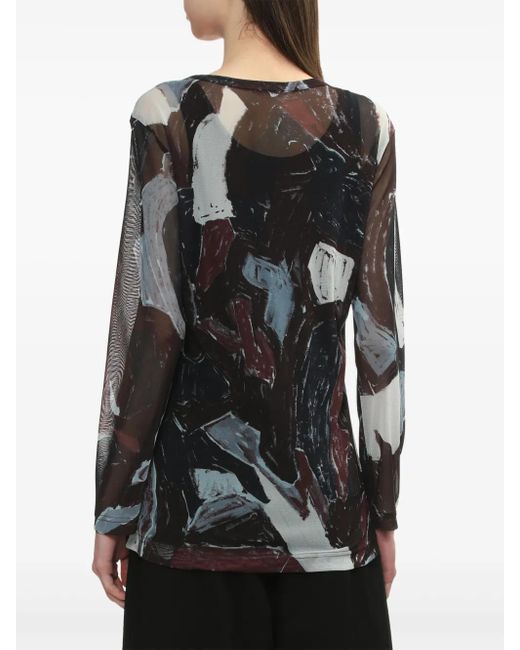 Y's Yohji Yamamoto Blue Abstract-Print T-Shirt
