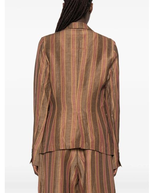 Uma Wang Brown Karon Striped Single-Button Blazer