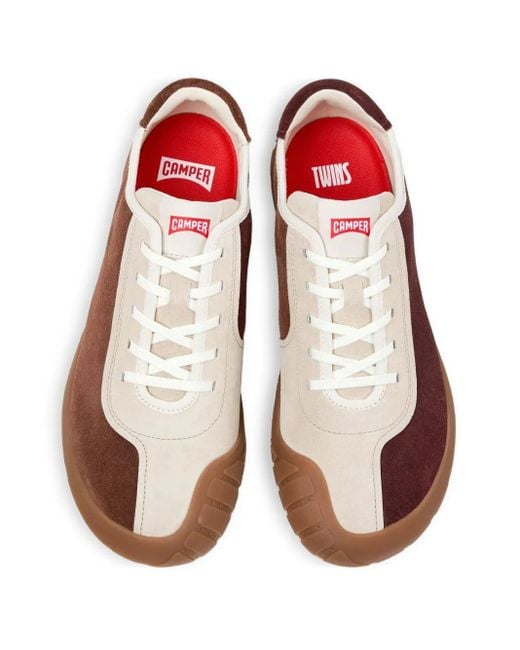 Camper Brown Peu Path Suede-Panel Sneakers for men