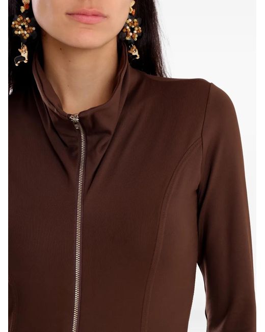 Amir Slama Brown High-Neck Zip Bodysuit