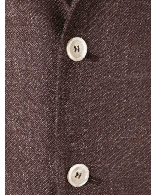 Brunello Cucinelli Brown Linen And Wool Blend Blazer for men
