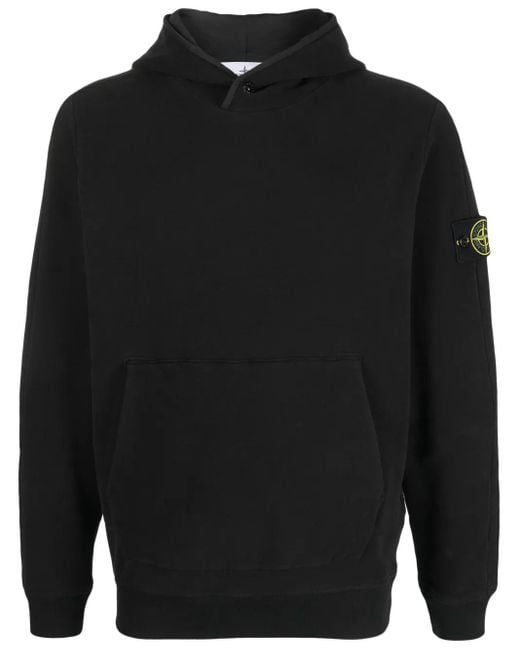 Sudadera con capucha y parche Compass Stone Island de hombre de color Black