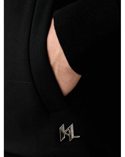 Karl Lagerfeld Black Logo-Plaque Zip-Up Jacket for men
