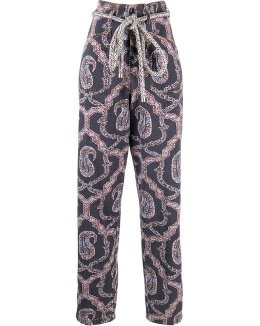 Etro Blue Tapered Trousers With Print