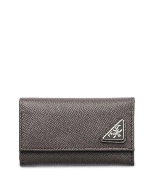 Prada Gray Textured Key Case for men