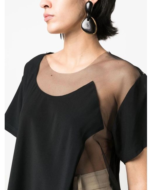 Viktor & Rolf Black Floating Time Mesh-Panel T-Shirt