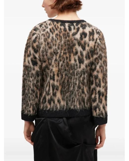 Ganni Brown Leopard-Print Button Cardigan