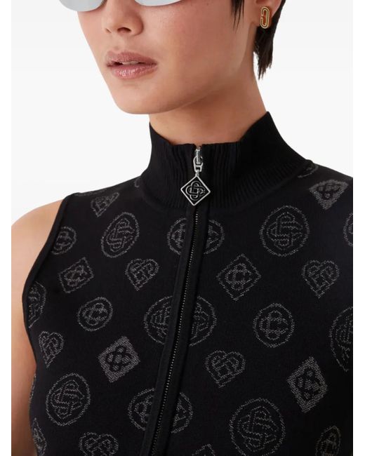 Casablanca Black Monogram-Patterned Dress