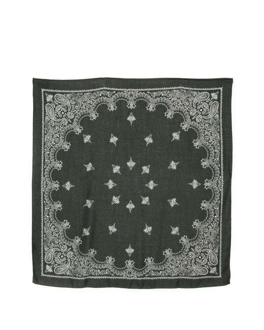 Destin Gray Paisley-Print Wool Scarf