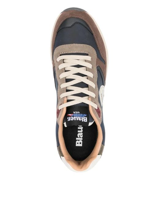 Blauer White Leather Panel Sneakers for men
