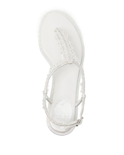 Sandales à ornements de cristal Rene Caovilla en coloris White