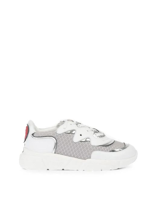 Moschino White Heart-Detail Sneakers