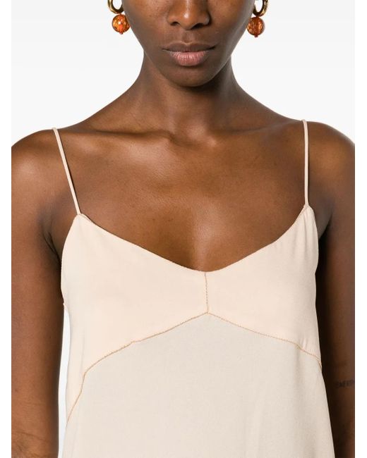 Fabiana Filippi Natural Beaded-Trim Crepe Tank Top