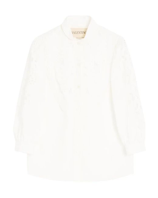 Valentino Garavani White Embroidered Poplin Shirt