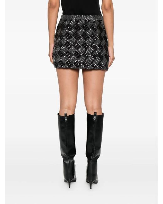 P.A.R.O.S.H. Black Sequin-Embellished Mini Skirt