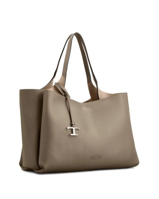 Tod's Brown Two-Handle T-Plaque Shoulder Bag