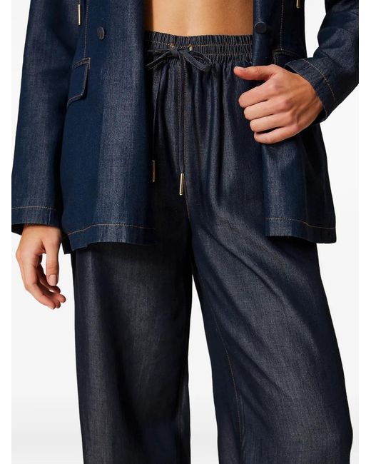 Twinset Blue Elasticated-Waistband Trousers