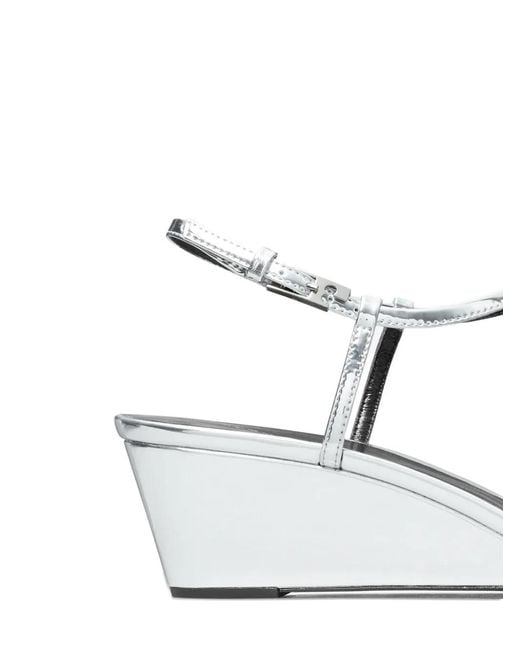 Tory Burch White Gigi T-Strap Wedge