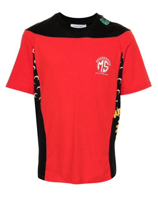 MARINE SERRE Red Regenerated Panelled T-shirt for men
