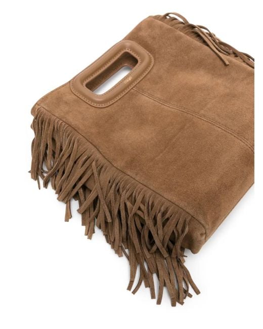 Maje Brown Handtasche Mit Fransen