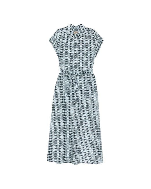 Woolrich Blue Cotton Blend Chemisier Dress