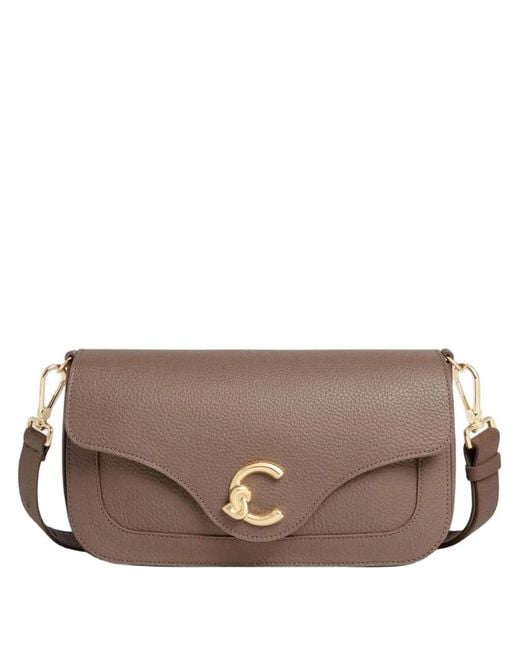 Coccinelle Brown Logo Hardware Shoulder Bag