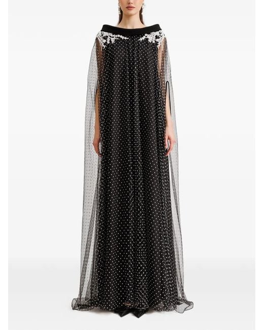 Gemy Maalouf Black Boat-Neck Gown