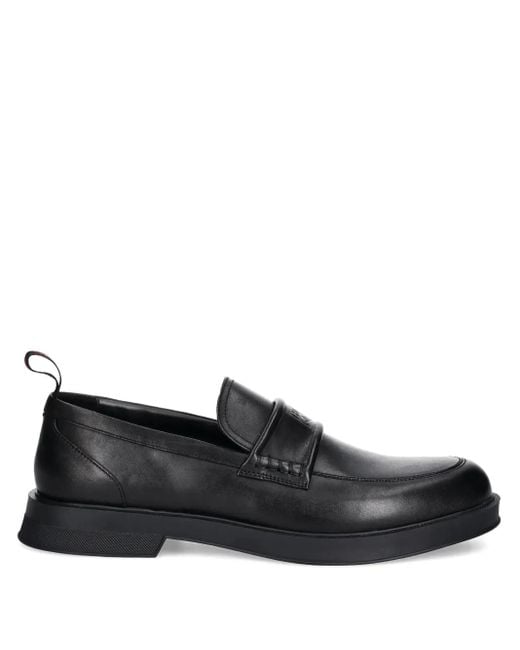 HUGO Black Leather Loafers for men