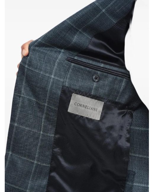 Corneliani Blue Veste Gate À Grands Carreaux for men