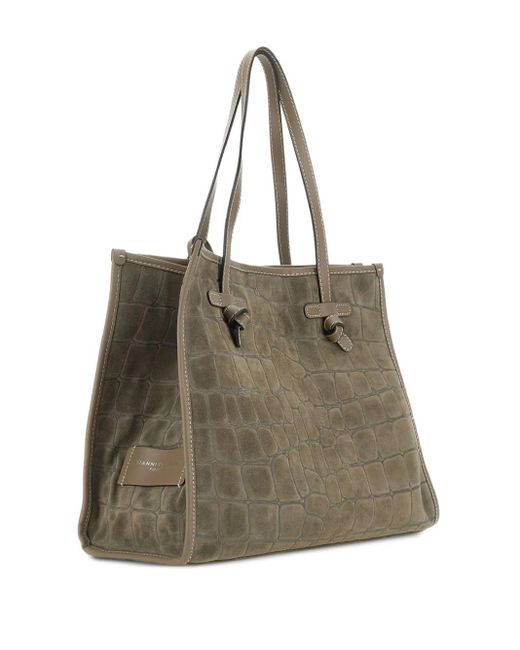 MARCELLA CLUB Natural Crocodile-Embossed Tote Bag