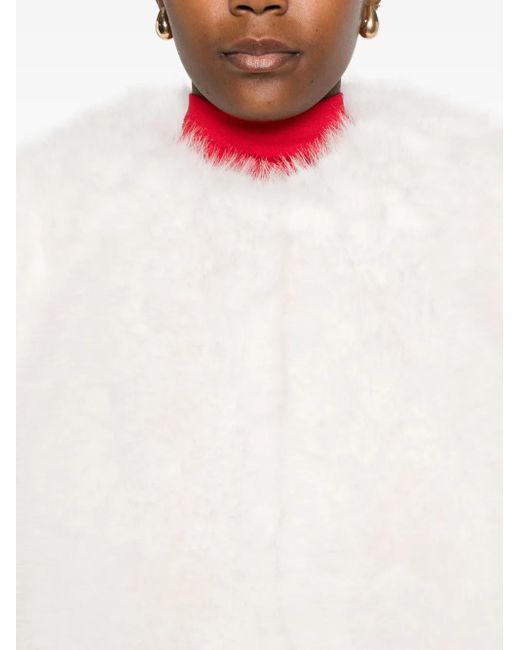 Maje White Cropped-Jacke aus Faux Fur