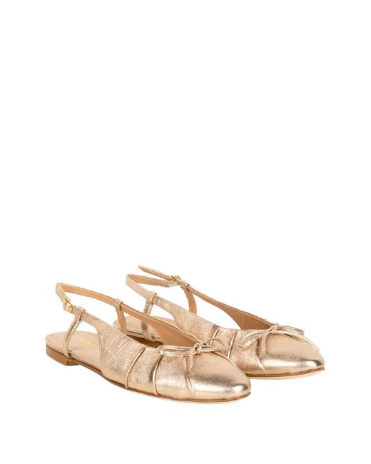 Status Natural Bow-Detail Metallic-Leather Mules