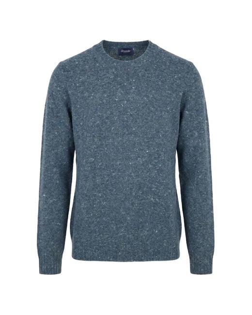 Drumohr Blue Flecked-Knit Wool Sweater for men