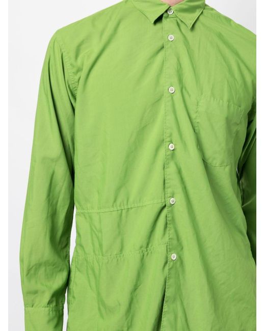 Comme des Garçons Green Asymmetric-hem Long-sleeved Shirt for men