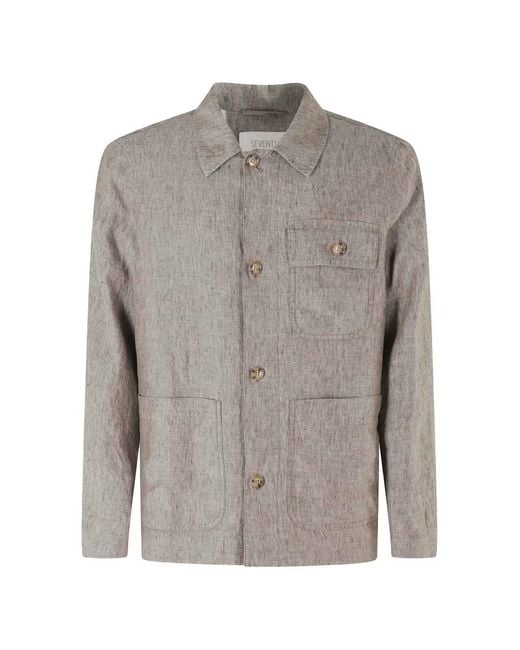 Seventy Gray Button-Up Pocket-Detail Jacket for men