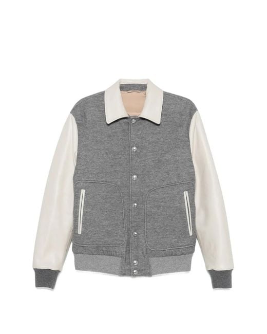 Eleventy Gray Panelled Wool-Blend Jacket for men