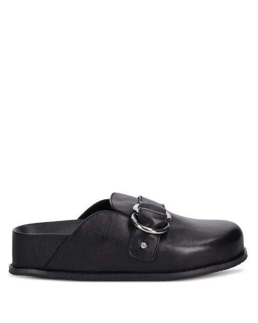 MICHAEL Michael Kors Jaden Leren Slippers Met Ringgesp in het Black