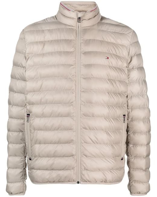 Tommy Hilfiger Natural Logo-Patch Zipped Puffer Jacket for men