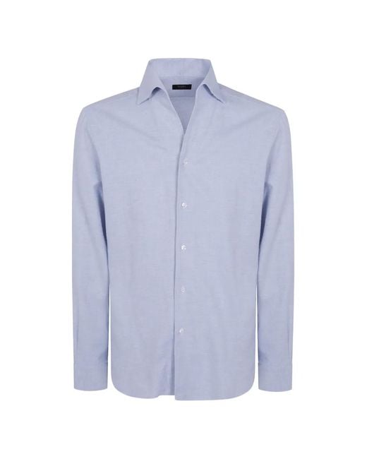 Barba Napoli Blue Button-Up Long-Sleeve Shirt for men